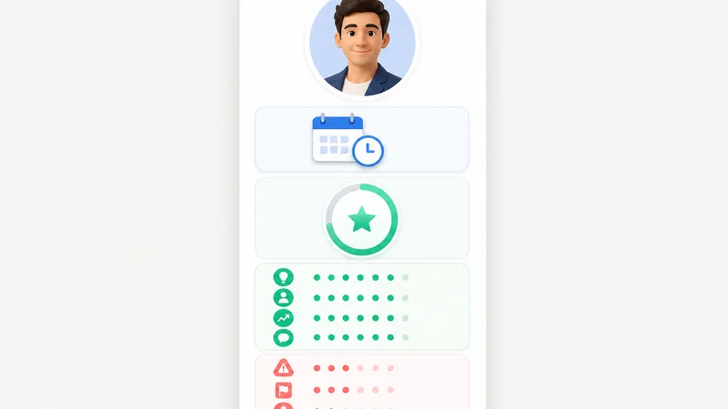 Mock output dạng card recap sau phỏng vấn, hiển thị 5 trường thông tin rõ ràng, tối ưu đọc trên mobile. Alt text: "Mẫu recap phỏng vấn ứng viên bằng AI"