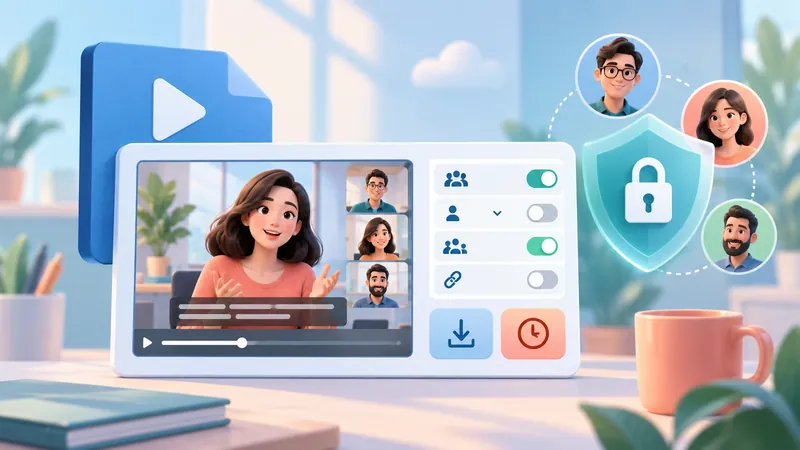 Teams meeting recording player with sharing permissions, download, and expiration settings