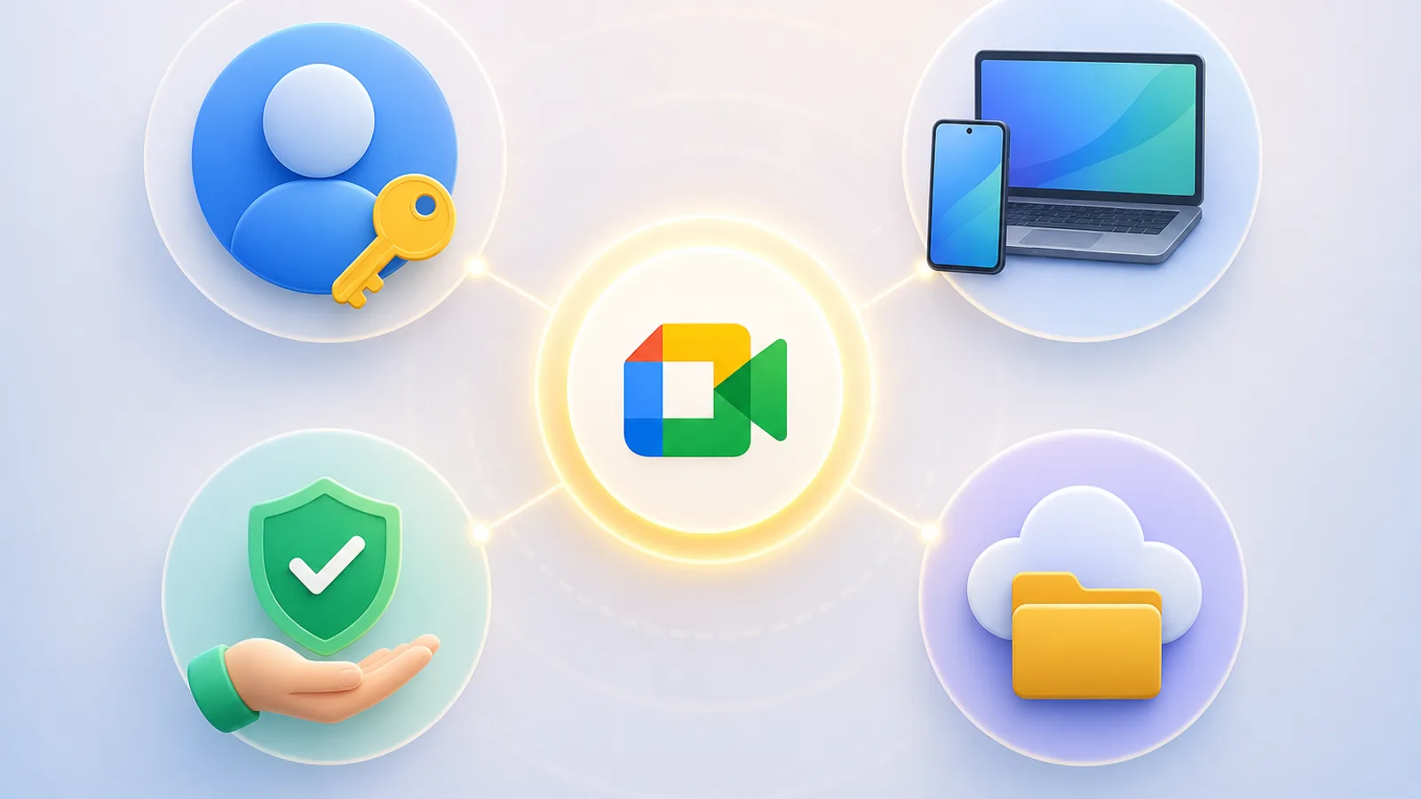 Sơ đồ 4 điều kiện để bật transcript gồm tài khoản, thiết bị, quyền và nơi lưu file