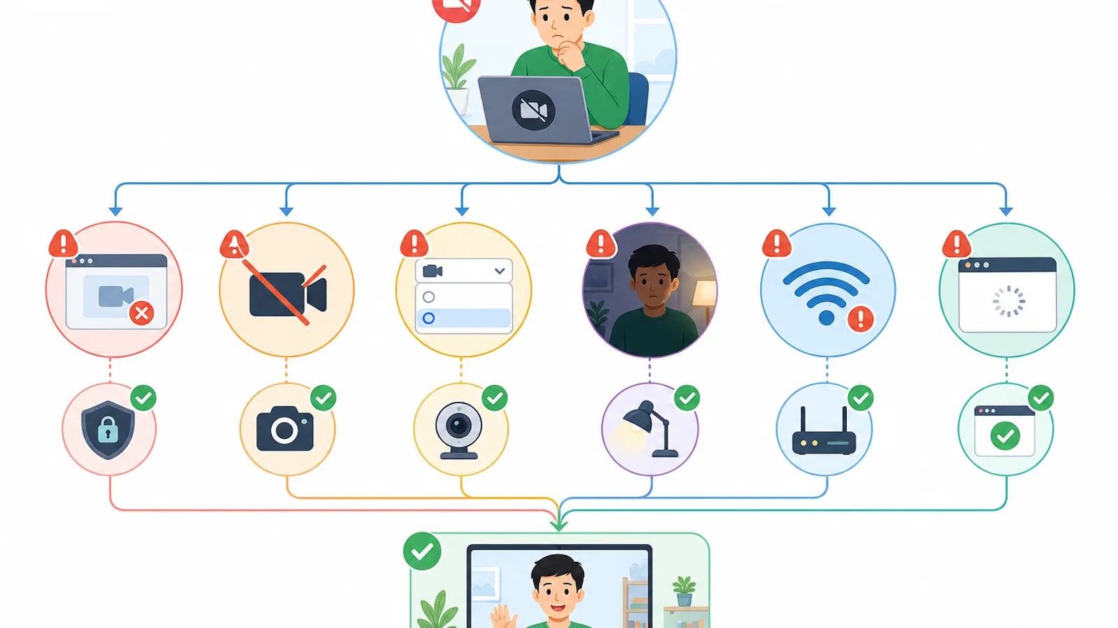 Flowchart chẩn đoán lỗi không thấy transcript trên Google Meet