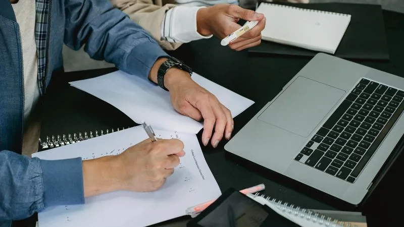 Meeting minutes template on desktop computer