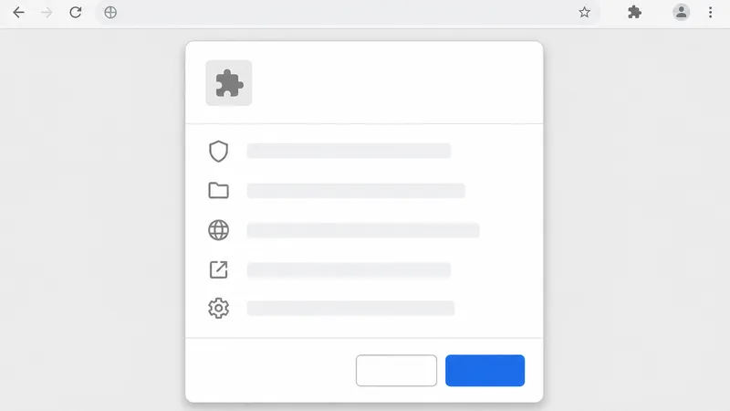 UI mockup screenshot of a Chrome permissions confirmation dialog that appears when installing an extension. Center of sc