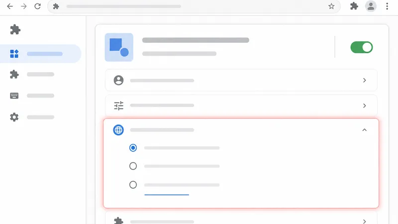 site access của extension Chrome 3 tùy chọn