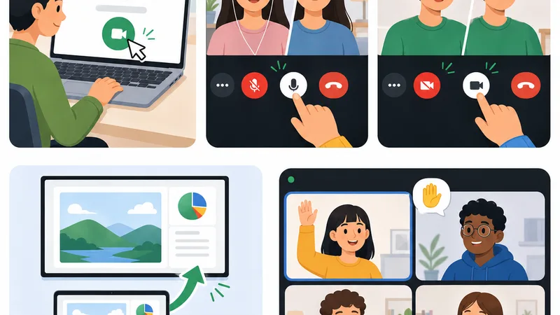 minh họa năm thao tác cơ bản trên google meet cho người mới