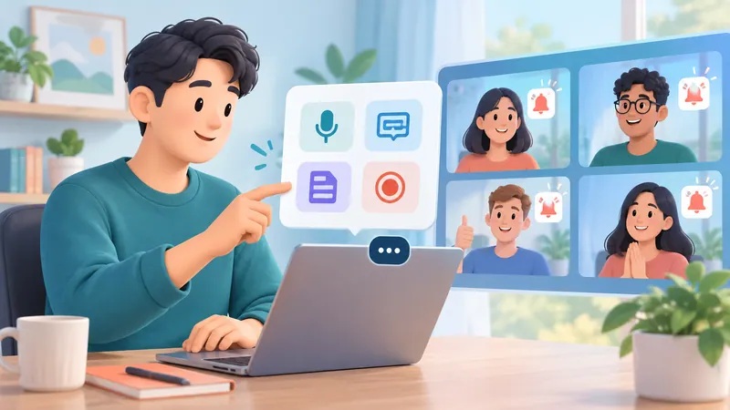Zoom host opening the More menu to start transcription and recording during a video meeting